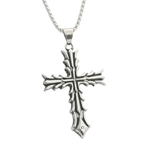 Stainless Steel <b>Cross</b> Pendant With Diamond Inlay Punk Style For Men 280299 - Product Image 5