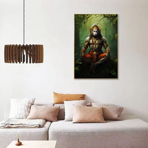 Hanuman pared arte lienzo impresión a gran escala India deidad decorativa pared colgante decoración del hogar cristal porcelana pinturas - Product Image 5