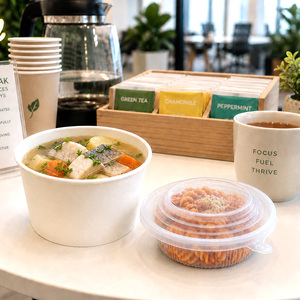 Eco-Friendly Biodegradable Food Grade Coated Single Wall Paper <b>Bucket</b> Custom Logo Takeaway Use Soup Oily Foods 26oz 800ml <b>Lid</b> - Product Image 1