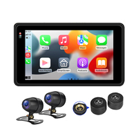 Nouvel écran Carplay sans fil 5 "pour navigateur GPS étanche moto avec caméras 2HD DVR TMPS BSD Karadar Carplay