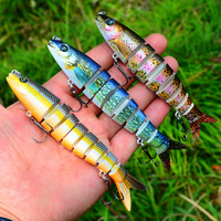 Leurre de pêche avec crochets réaliste appât nageur à 8 sections appât artificiel dur bionique accessoires de pêche en eau douce salée