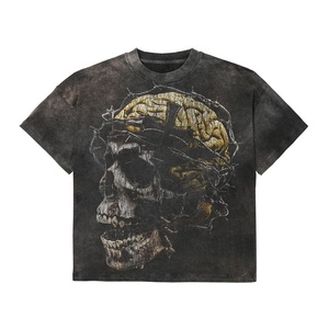 <span class=keywords><strong>T</strong></span>-<span class=keywords><strong>shirt</strong></span> da uomo personalizzata, di design, vintage, effetto invecchiato, lavaggio acido, pesante, taglio crop boxy, stile Valley - Product Image 4