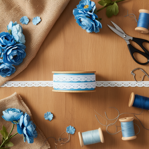 Strisce di pizzo ILAN 1,2 cm x 17 m bianche per decorazioni e artigianato - Product Image 2