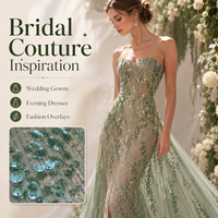 Tissus de luxe neufs en tulle, sequins et dentelle avec perles pour robes de mariée de style européen et français, directement de l'usine du fabricant