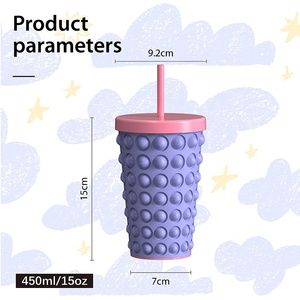 OASE 15oz <strong>Kids</strong> Water Bottle BPA Free Food Safe Silicone Sleeve Protection Plastic <strong>Tumbler</strong> with Straw for Camping - Product Image 2