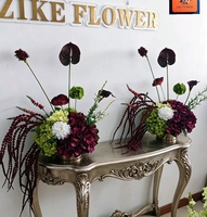 Arrangement floral artificiel d'hortensia bordeaux et d'anthurium, bouquet de fleurs artificielles de lys calla rouge foncé pour la décoration de la maison, des mariages et des fêtes