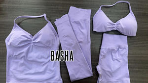 Set da Yoga Senza Cuciture, Tuta da Fitness Comoda da Donna per la Palestra con Pantaloni Push-Up e Crop Top - Product Image 5