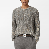 Pull en maille côtelé classique pour homme, col rond, dégradé de couleurs, coupe oversize, manches longues, avec logo frontal, en laine/viscose, collection Printemps, ODM