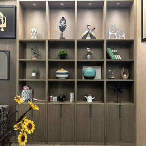 Mới phong cách Trung Quốc Mật độ trung bình fiberboard phòng khách Tủ trà đặt hiển thị lưu trữ giá gỗ Veneer sơn nhiều - Product Image 1