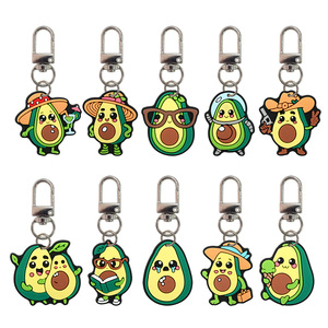 Porte-clés en PVC souple en forme d'avocat de dessin animé mignon avec mousqueton, pendentif de sac DIY, accessoires de clés décoratifs avec logo personnalisé, vente en gros - Product Image 1