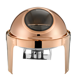 Plato redondo dorado con tapa Chafing Cheffing de 6 litros <span class=keywords><strong>Buffet</strong></span> de acero inoxidable para mantener los alimentos calientes Platos para frotar - Product Image 5