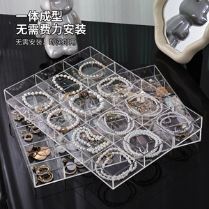 Jewelry Storage <b>Display</b> <b>Box</b> Rectangle Transparent <b>Plastic</b> Compartmentalized Bracelet Tray Earring Necklace Organizer Desktop - Product Image 2