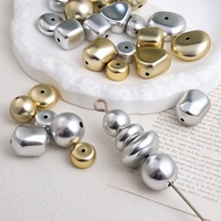 Perles acryliques mates, tons argent et or, irrégulières, 14 mm, lot en vrac et perles en vrac en gros pour la fabrication de bijoux DIY et l'artisanat