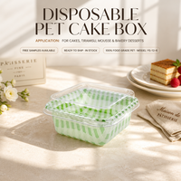 Boîte de rangement alimentaire en PET avec couvercle à clipser, anti-buée, pour pâtisseries, impression par transfert d'eau, impression personnalisée, approvisionnement en gros