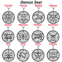 Collier pendentif en acier inoxydable avec sceaux des 72 esprits, la clé inférieure de Salomon, le roi Asmoday, origines démoniaques, Goetia 37-48