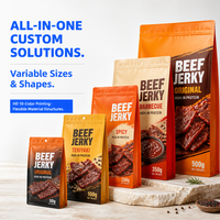 Sachet Doypack en Feuille Haute Barrière, Résistant aux Perforations, Anti-Graisse, Refermable avec Fermeture Éclair pour Emballage de Biltong et Viande Séchée