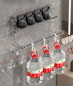 Treo tường đôi que khăn giá phía sau cửa Giày Treo cốc hút phòng tắm nhà bếp traceless sức mạnh móc đường ray - Product Image 5