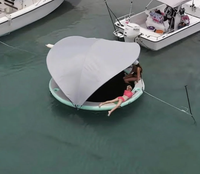 Isla Flotante Inflable Redonda con Toldo para el Sol, Directo de Fábrica, Hamaca Flotante para Fiestas Acuáticas para Varias Personas, para Adultos