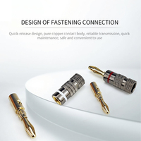 Connecteur audio pour haut-parleur plaqué or 24 carats, fiche banane 4 mm, double verrouillage à vis, sans soudure, terminal AV détachable