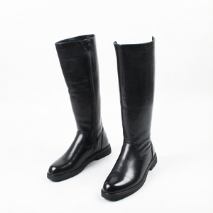 Bottes Martin noires à tige haute, bout pointu, fermeture éclair, style motard pour l'été - Product Image 1