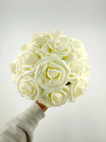 2025 Nieuwe Kunstbloemen 25 stuks Echte PE Schuim Ivoor Rozen Bloemen Met Stengels voor Moederdag Valentijnsdag