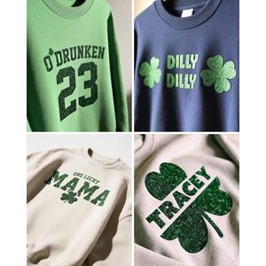 เสื้อสเวตเชิ้ตวันลัคกี้มาม่า กลิตเตอร์ วันเซนต์แพทริคเสื้อเจอร์ซีย์แขนยาวสำหรับผู้หญิง - Product Image 5