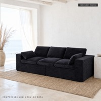 Modulares 3-Sitzer Cord-Sofa Vakuumkomprimiert Verpacktes Sofa Geradlinige Blockcouch Ohne Holzrahmen Wohnzimmer-Sofa
