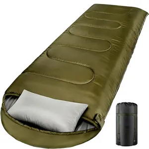 Saco de dormir para acampar Fabricante Invierno Impermeable Solo ejército verde Saco de dormir con almohadas