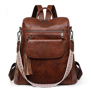 Hot Sale New Fashion <strong>Brown</strong> <strong>Backpack</strong> Waterproof Large Capacity Retro Single Shoulder Crossbody Bag PU Leather Women's <strong>Backpack</strong> - Product Image 1