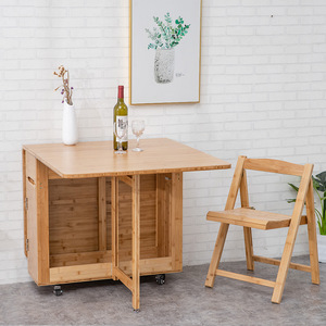 Extendable Folding Dining <b>Table</b> Set 4 Piece Rectangular Wood Space Saving <b>For</b> <b>Small</b> Apartment <b>Kitchen</b> - Product Image 3