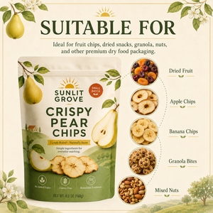 Sachets Doypack mats refermables imprimés, pochettes verticales refermables pour emballage de snacks, idéales pour les chips de <span class=keywords><strong>poire</strong></span> croustillantes et les fruits secs - Product Image 2