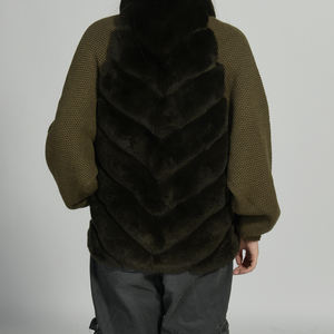 Jxwatcher Casual da donna a manica lunga <span class=keywords><strong>gilet</strong></span> di pelliccia uncinetto da donna in maglia di lana <span class=keywords><strong>Cardigan</strong></span> invernale in vera pelliccia di coniglio - Product Image 5