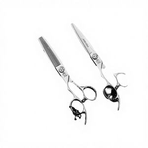 Ciseaux japonais en acier inoxydable 440C pour gauchers, ensemble de ciseaux ergonomiques à manche droit, ciseaux à effiler professionnels pour salon de coiffure - Product Image 4