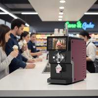 Machine à glaces à haute capacité, autonettoyante, en acier inoxydable, pour glaces molles, avec distributeur d'eau, usage commercial