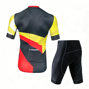 Custom Logo Sublimation Print Sun Block <b>Cooling</b> Mesh Layer Full Zip Breathable Bicycle short sleeve top + <b>padded</b> bottom set - Product Image 2