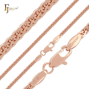 תכשיטי אופנה של FJ Fallon, שרשראות חוליות קומפקטיות בצורת דמעה, חוליות מחושלות, מצופות זהב ורוד על בסיס פליז, מפוצלות. - Product Image 5