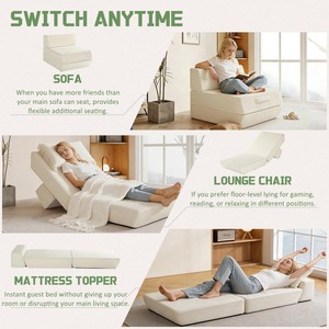 3-in-1 Folding <b>Sofa</b> <b>Bed</b> Convertible Sleeper Chair with Removable Back Pillow & Handle Washable Cover Solid Foam Fold Out Home - Product Image 4