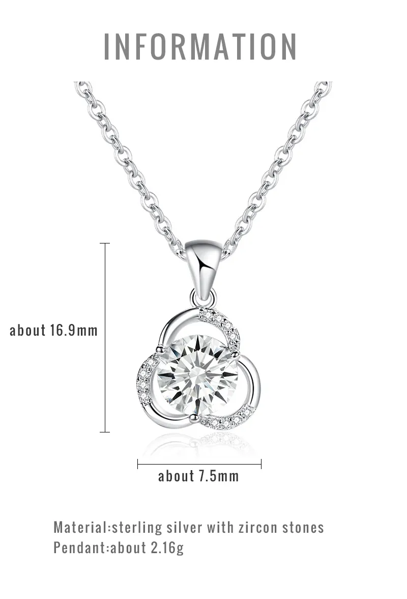 3 Leaves Flower Pendant Necklace Sterling Silver 925 Women High Quality Jewelry Wholesale China