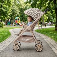Poussette réversible pliable d'une seule main, légère, avec siège inclinable et amortissement des chocs, 4 roues