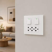 Plaque murale 2 gang 3 prises avec interrupteurs indicateurs, multiprise triple universelle 120 mm² 16A 250V en PC blanc pour appartement