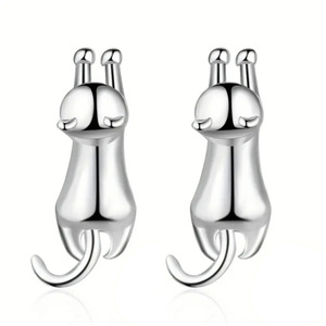 Orecchini a Perno con Gatto Stropicciato, Gioielli di Moda Quotidiana per Donne - Product Image 2