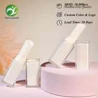 Tube de rouge à lèvres vide carré double compartiment blanc 3,8 g, emballage cosmétique, conteneur à vis en matériau AS+PETG, options d'impression personnalisées