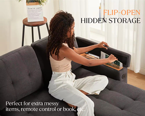 Sofá Cama Extensible con Puerto de Carga USB y Portavasos, Sofá Seccional en Forma de L con Espacio de Almacenamiento, Sofá Cómodo - Product Image 4