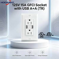 Prise murale USB GFCI homologuée ETL Hooanke 15A 125V, double prise TR, alimentation 5V/4.8A, OEM ODM personnalisé, approvisionnement unique