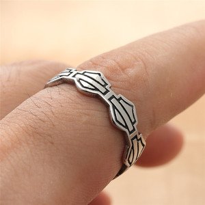 Shield Shape <b>Titanium</b> Steel <b>Ring</b> Men's Punk Style Geometric Design Silver Color Fashion Jewelry Gift 213001 - Product Image 4