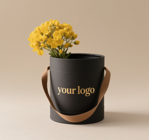 Caja de Regalo Cilíndrica para el Día de San Valentín con Asa, de Cartón Rígido, para Empaque de Flores, con Diseño en Dorado - Product Image 4