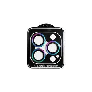 LFD898新款热彩色相机镜头单铝合金背膜镜头屏幕保护器适用于iPhone 12 13 14 Pro Max Mini