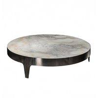 Furnistyle Design nordique Postmoderne Table basse ronde en marbre Combinaison de tables basses en acier inoxydable pour le salon
