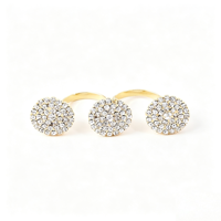 Nouvelle bague double ronde avec un design de bague en strass à la mode et personnalisé et accessoires pour femmes