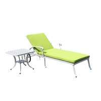 Chaise longue de plage moderne en aluminium pour extérieur, style lit, pour piscine, cour, parc, hôtel, mobilier de loisirs durable avec pieds coniques et dossier croisé